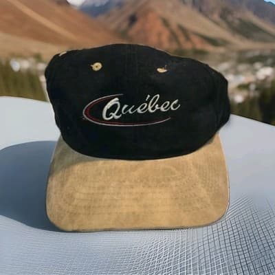 Men's Quebec Embroidered Two-Tone Baseball Cap Navy Beige Adjustable One Size - Image 1