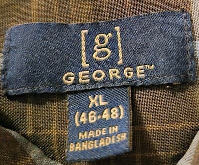 Haggar & George Men's XL Button-Up Shirts Blue Striped Brown Plaid Cotton - Thumbnail 3