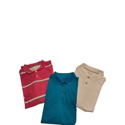 Champion Duo Dry, Columbia, Wrangler Men's Polo Shirts Lot Large Blue White Pink - Image 1