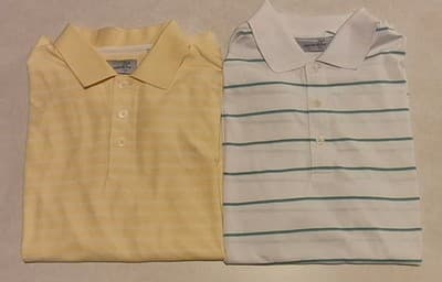 Ashworth Men’s Polo Shirts Lot of 2 Size M Yellow/White Striped Short Sleeve - Image 1