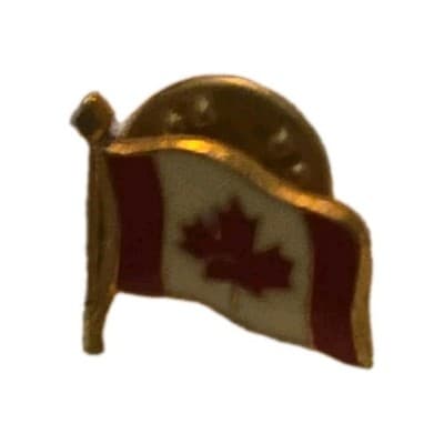 Canadian Flag Patriotic Lapel Pinback Badge - Image 1