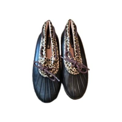 Sperry Women's Leopard Print Duck Shoes Lace Up Rubber Bow Accent - Thumbnail 3