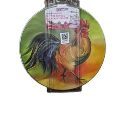 Range Kleen Rooster Pattern Metal Burner Protectors Set of 4 Reusable Multicolor - Image 1