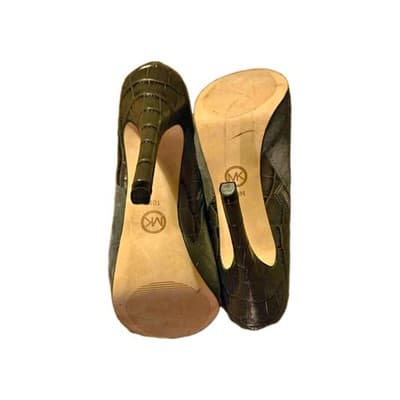 Michael Kors Gray Suede Alligator Print Platform Stiletto Closed Toe Heels - Thumbnail 2