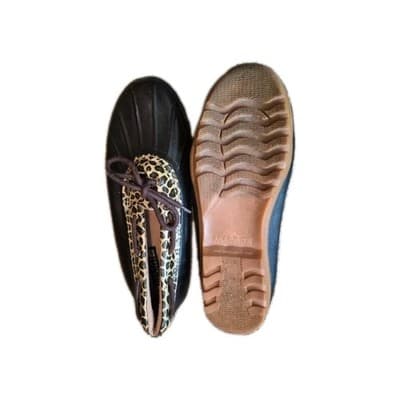 Sperry Women's Leopard Print Duck Shoes Lace Up Rubber Bow Accent - Thumbnail 2