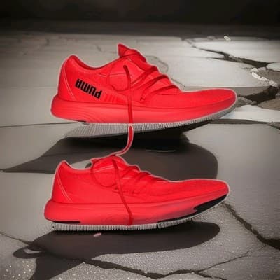 PUMA Softride Men's Athletic Sneakers Red Black Low Top Lace Up Mesh Comfort - Image 1