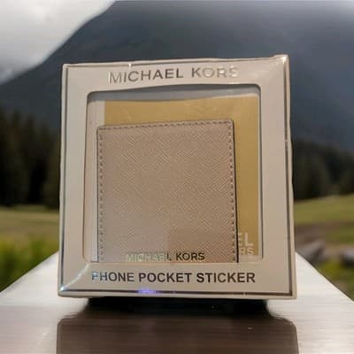 Michael Kors Phone Pocket Sticker Beige Textured 32S8GZ3N1L-187 - Image 1