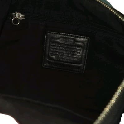 Coach Logo Pattern Shoulder Bag Black Beige with Zipper Accent and Inner Pockets - Thumbnail 3