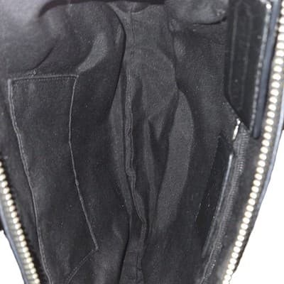 Coach Logo Pattern Shoulder Bag Black Beige with Zipper Accent and Inner Pockets - Thumbnail 4