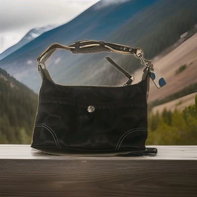Coach Black Shoulder Bag Silver Hardware Bag Charm Zipper Accent Inner Pockets - Image 1