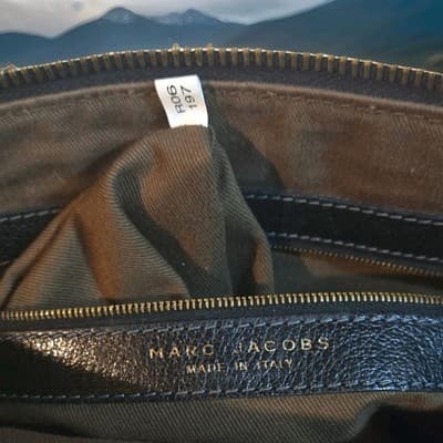 Marc Jacobs Black Quilted Satchel Gold Hardware Front Pocket Double Handles - Thumbnail 4