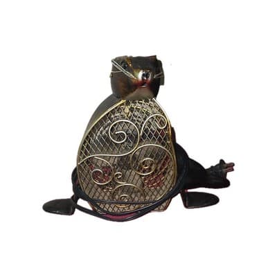 Seal Shaped Metal Table Electric Fan Black Gold Animal Guard Decorative - Image 1