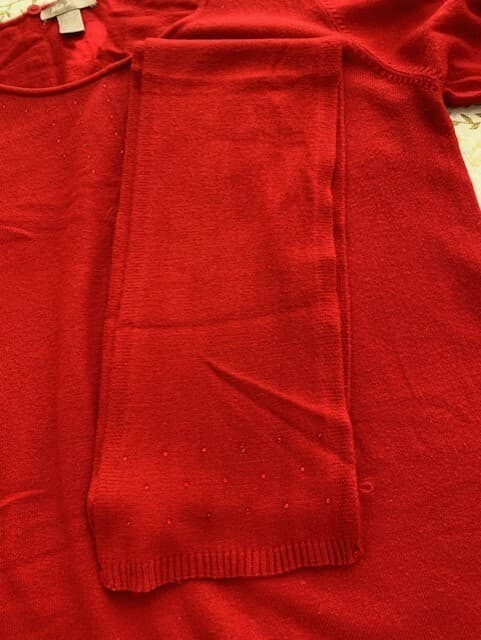 White Stag Women's Red Pullover Sweater with Scarf Size L - Thumbnail 3