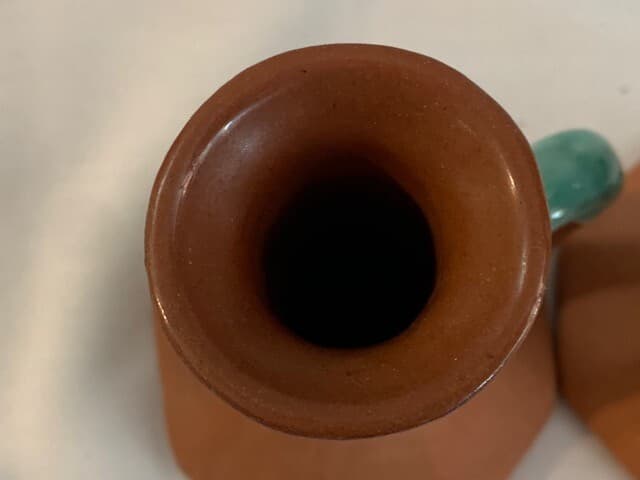 F Guerrero G Mexico Terracotta Hand Painted Glazed Flowers Pitcher Candle Holder - Thumbnail 13