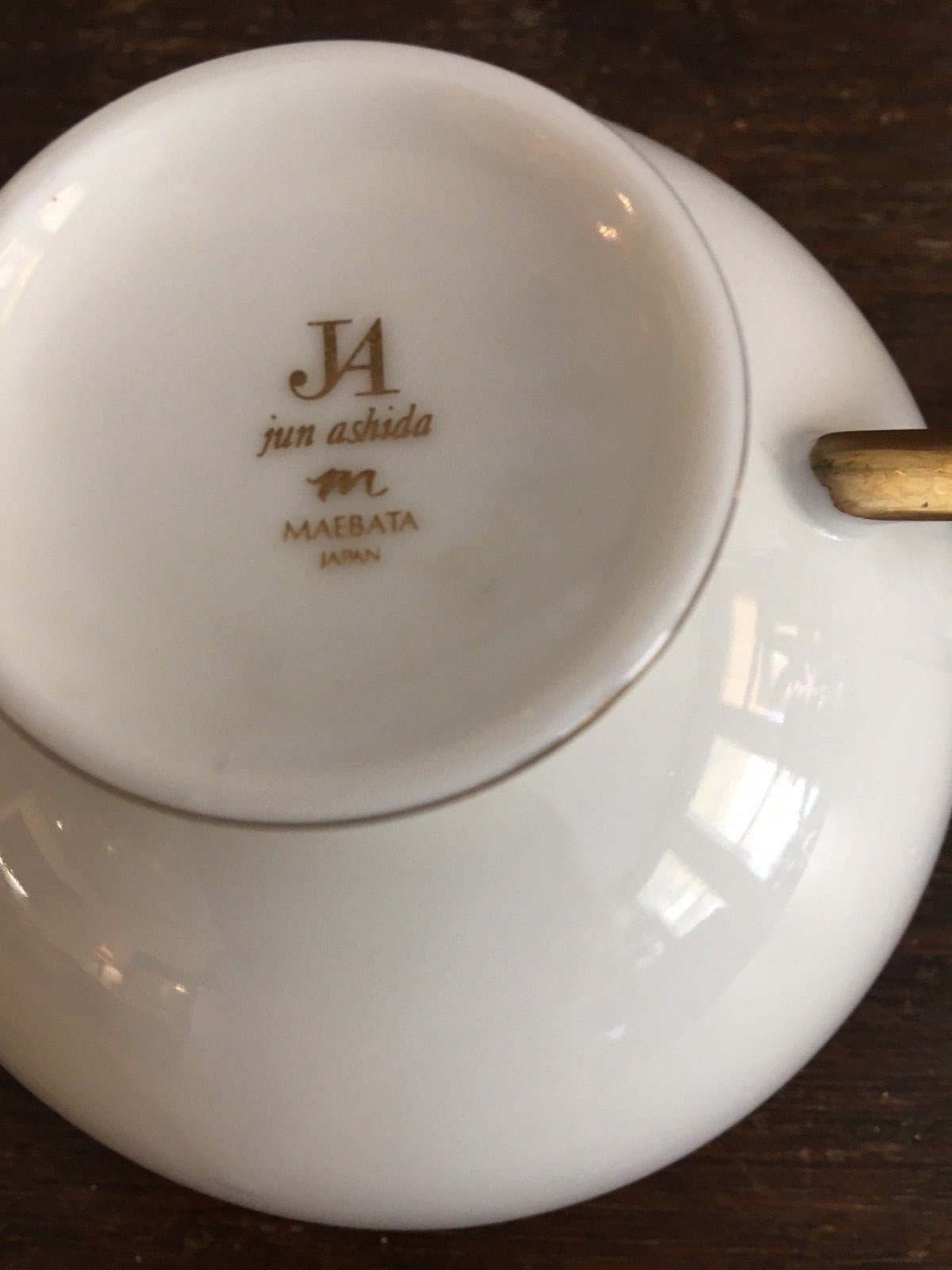 Jun Ashida Cup & Saucer Maebata Japan Blue Gold White - Thumbnail 3