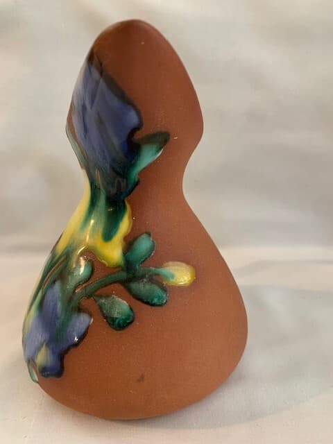 F Guerrero G Mexico Terracotta Hand Painted Glazed Flowers Pitcher Candle Holder - Thumbnail 3