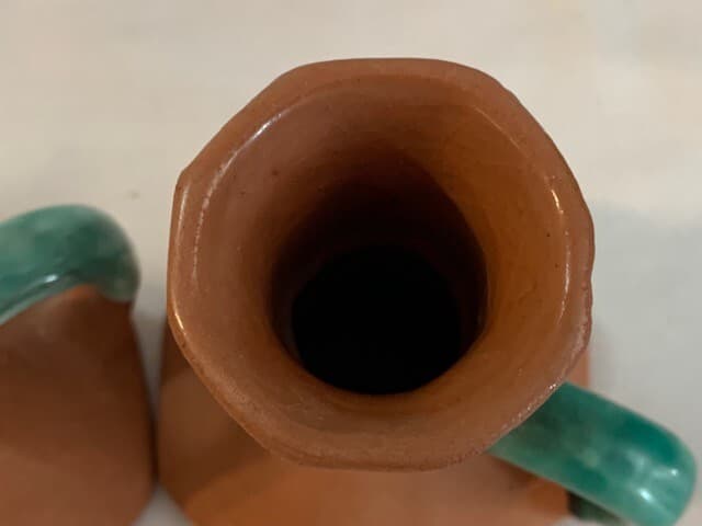 F Guerrero G Mexico Terracotta Hand Painted Glazed Flowers Pitcher Candle Holder - Thumbnail 14