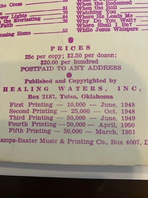Healing Waters Official Songbook Souvenir Edition Oral Roberts March 1951 - Thumbnail 3