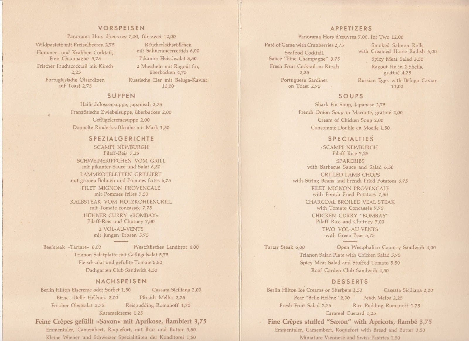 Roof Garden Berlin Hilton Menu & table tent 1959 German/English Dachgarten - Thumbnail 3