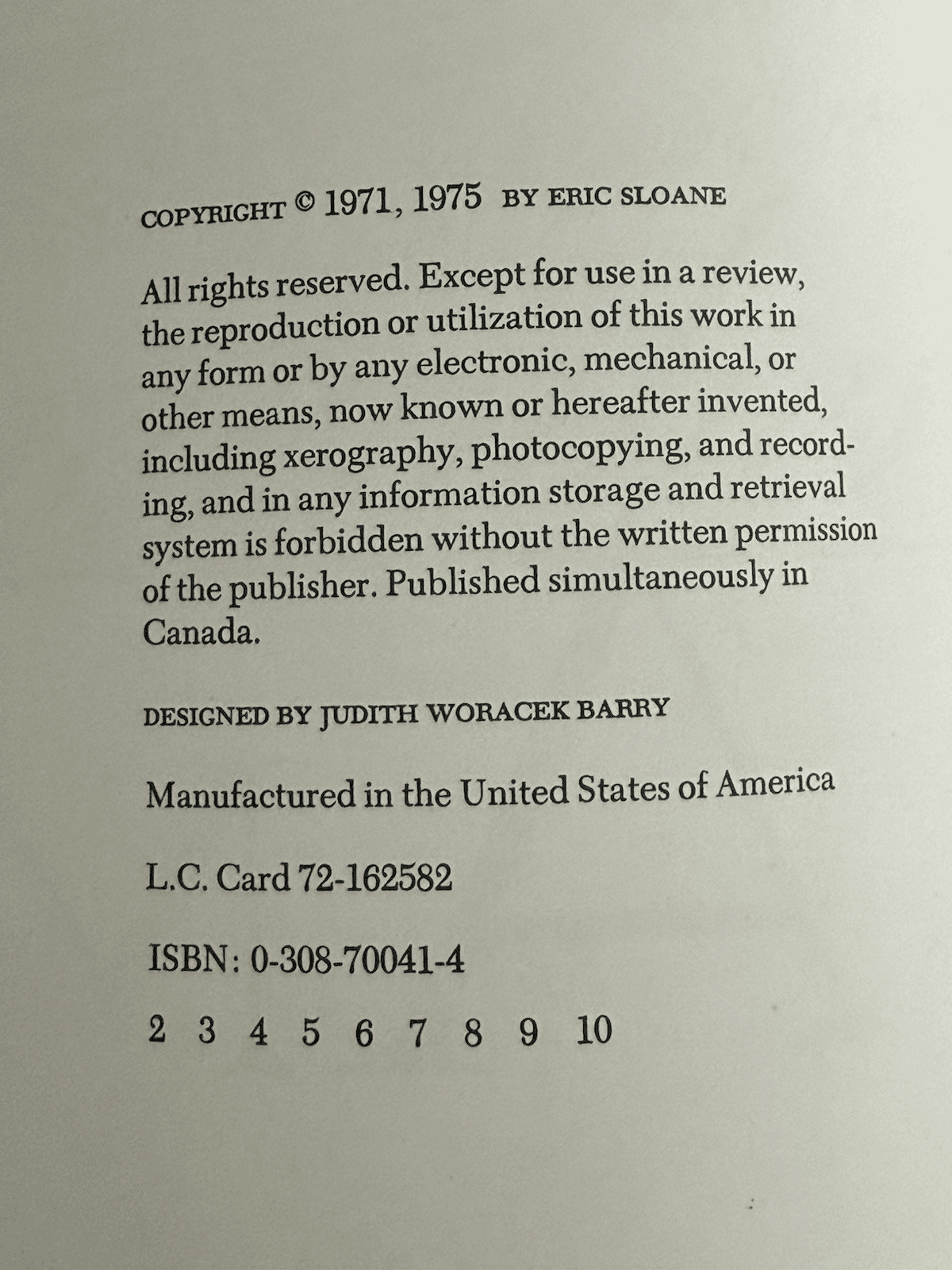 Eric Sloane I Remember America 2nd Edition signed 1975 - Thumbnail 5