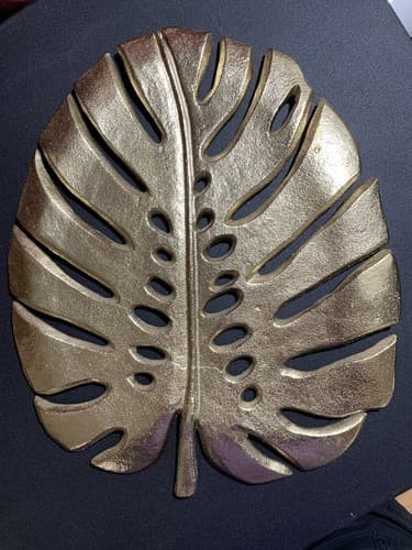 Gold Monstera Deliciosa Decorative Metal Palm Leaf Wall Hanging Art 12.5x10.5” - Image 1