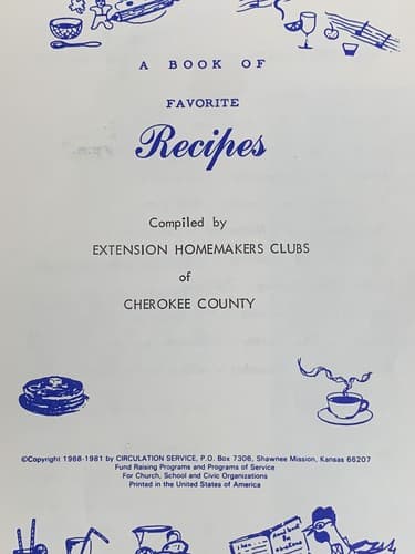 Cookbook: Favorite Recipes from Our Best Cooks Cherokee County Extension Club - Thumbnail 2