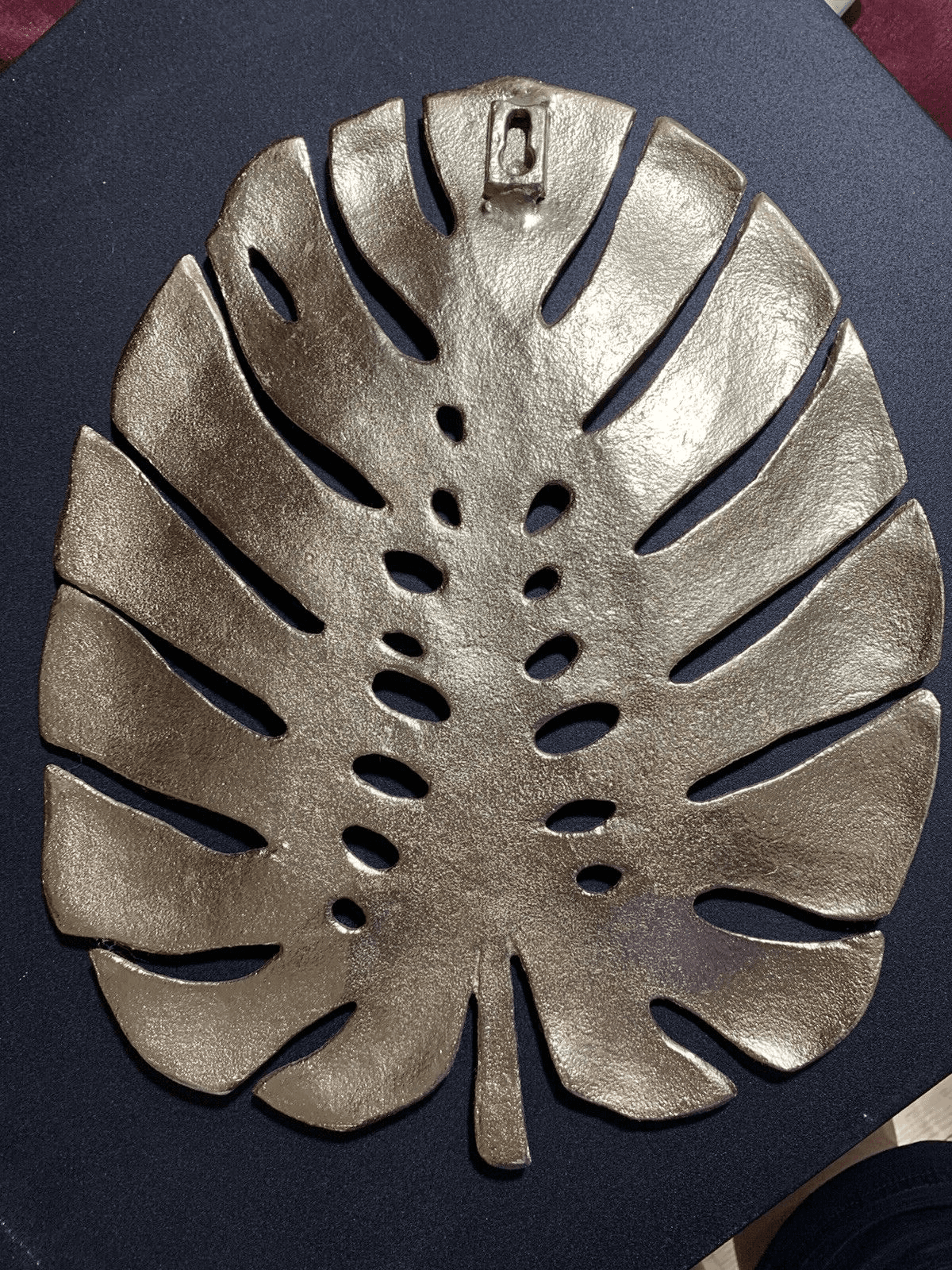 Gold Monstera Deliciosa Decorative Metal Palm Leaf Wall Hanging Art 12.5x10.5” - Thumbnail 2