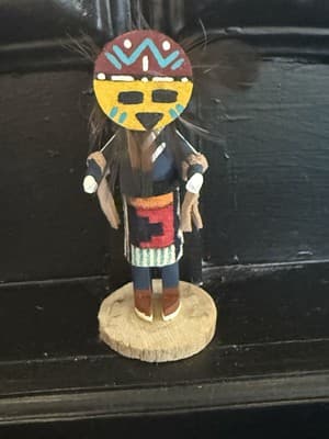 Kachina Doll Hopi Native American Sunface R Grey - Image 1