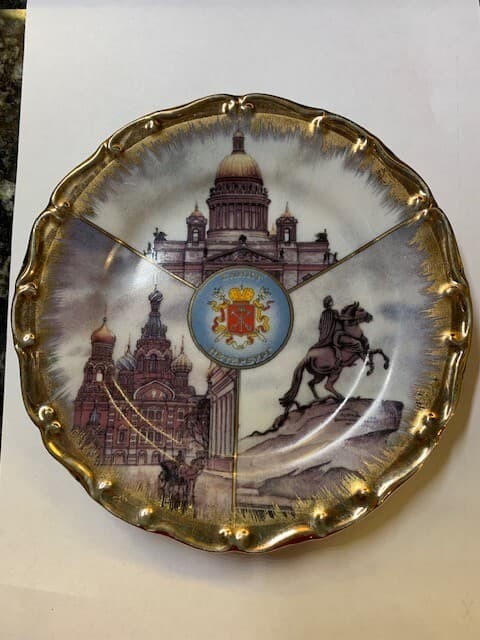 St Isaac's Cathedral, Bronze Horseman, Church of Resurrection, Souvenir Plate - Image 1