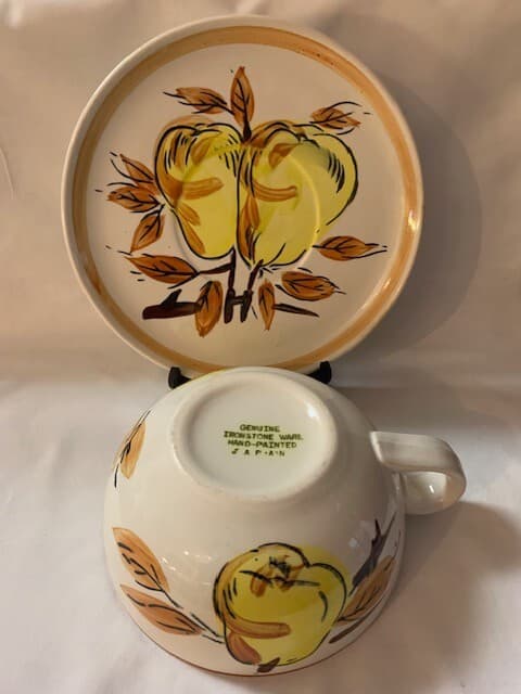 Chadwick Ironstone Ware Cup Soup bowl and Saucer Handpainted Japan Yellow - Thumbnail 3