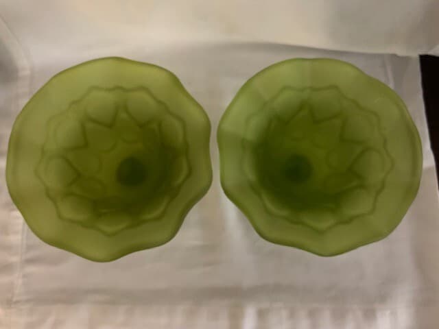 Westmoreland Glass Green Satin Compote Dish footed 2 dishes - Thumbnail 2