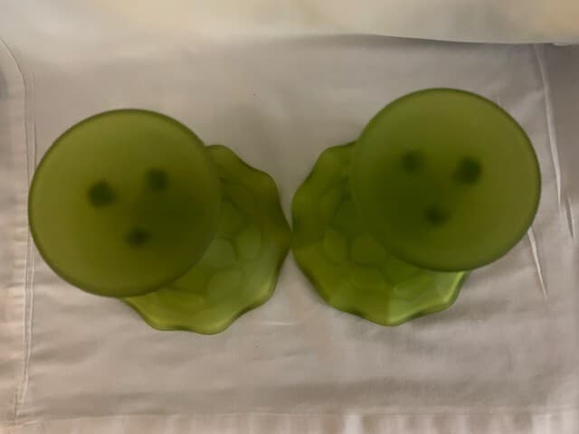 Westmoreland Glass Green Satin Compote Dish footed 2 dishes - Thumbnail 3
