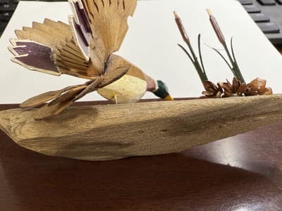 Wooden Hand carved Mallard Drake wings spread painted - Thumbnail 6