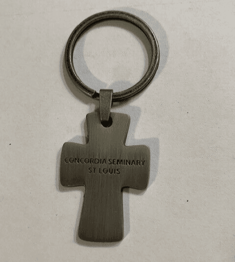 Pewter Key Chain Concordia Seminary St Louis 175 years Cross Lutheran - Image 1