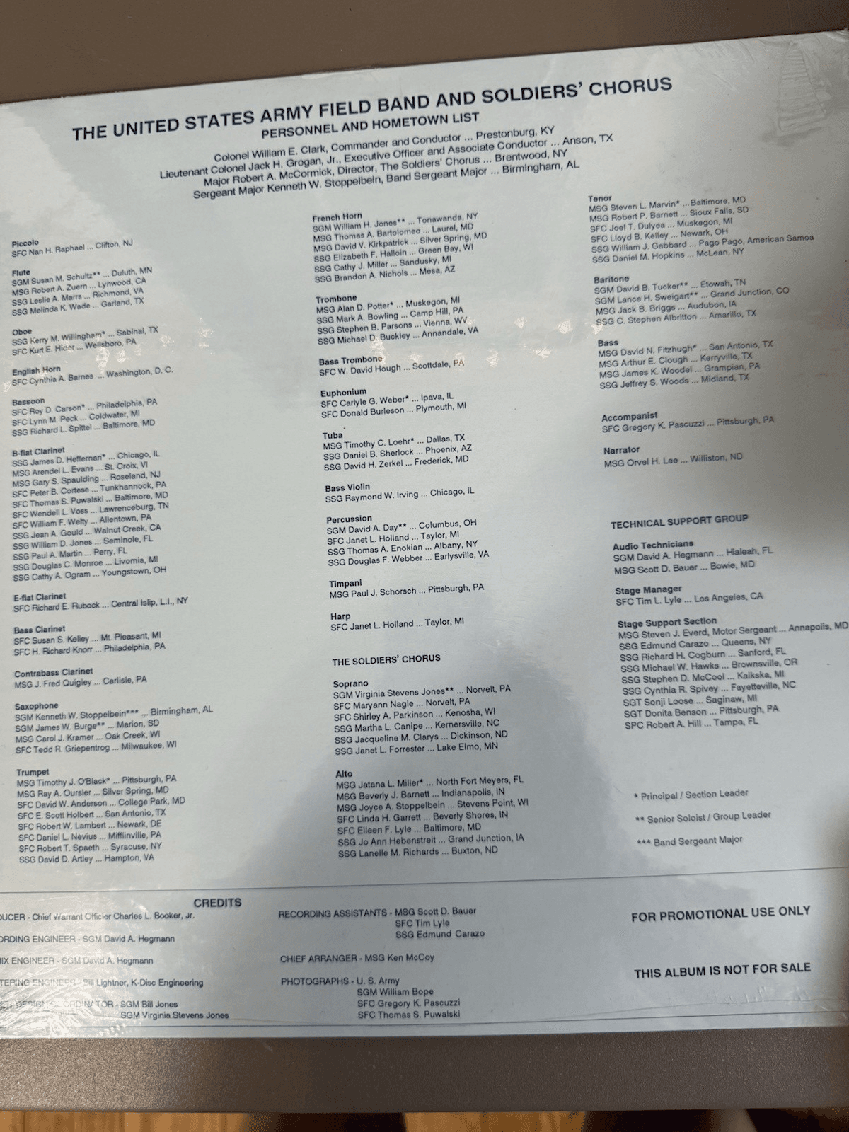United States Army Field Bank and Soldiers' Chorus Vinyl Album Sealed - Thumbnail 2