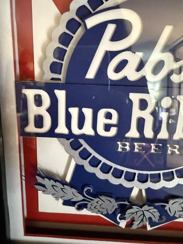 Pabst Blue Ribbon Beer 3D Layered Art Shadow Box Framed Advertisement - Thumbnail 3