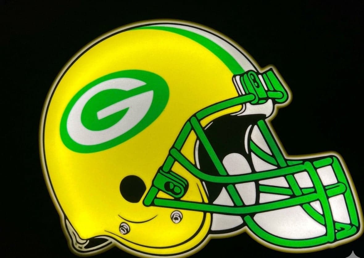 Greenbay Packers Helmet LED Lightbox! Great for a fans shelf or desk!