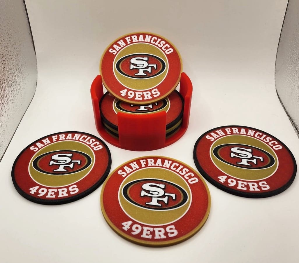 San Francisco 49ers coaster set - cork backing and holder!
