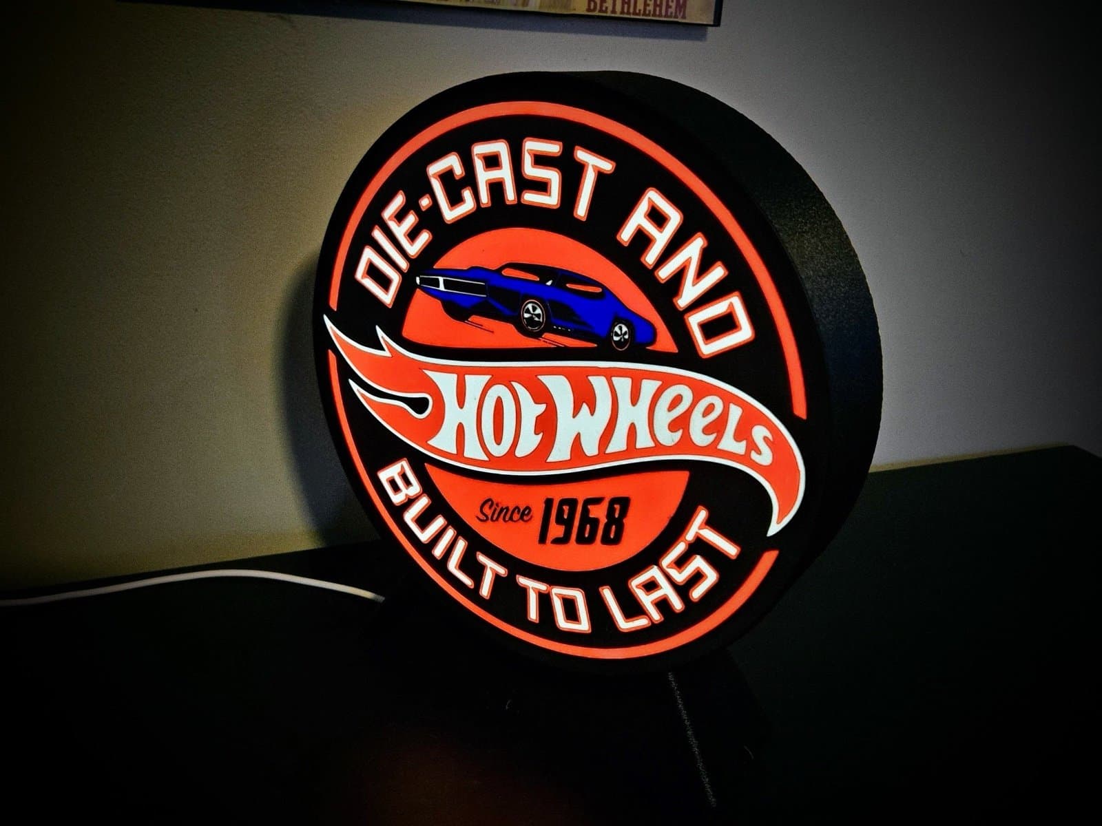 Hot Wheels LED light box! Great for a desk, shelf or nightstand!