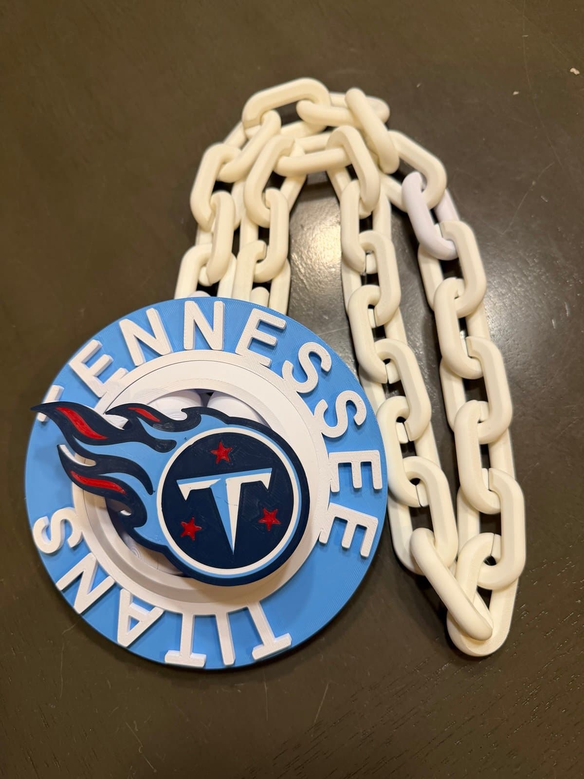 Tennessee Titans spinning hype fan chain necklace! Unique sports fan item! - Image 1