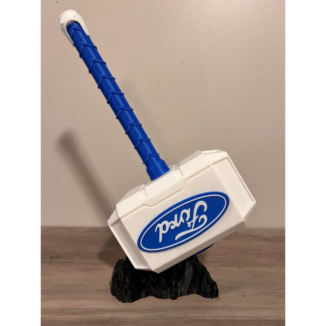 Ford themed Mjolnir Thor's Hammer and rock stand - 3D Printed Fan Art - Image 1