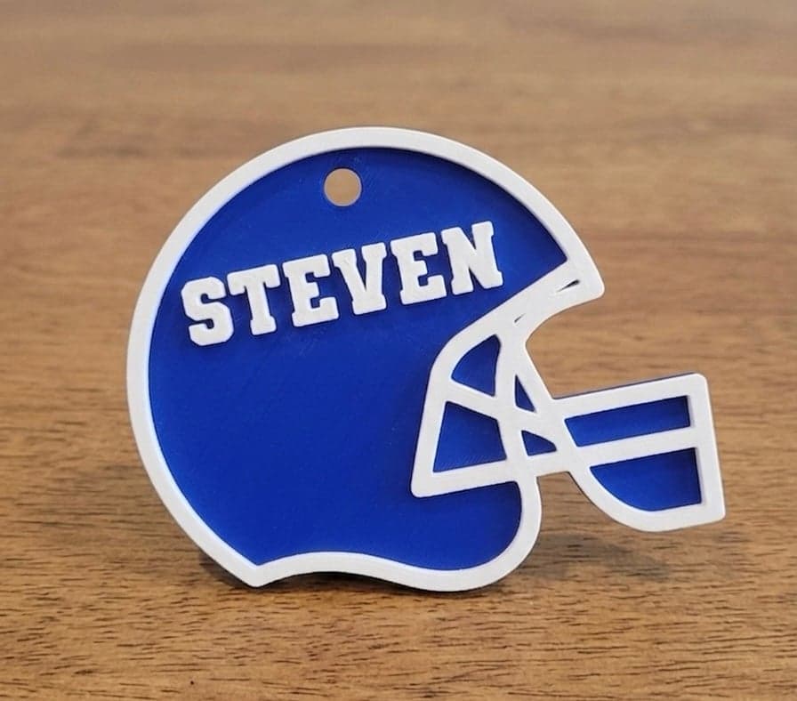 Customized football helmet Keychain or Bag Tag - your name and number - Image 1