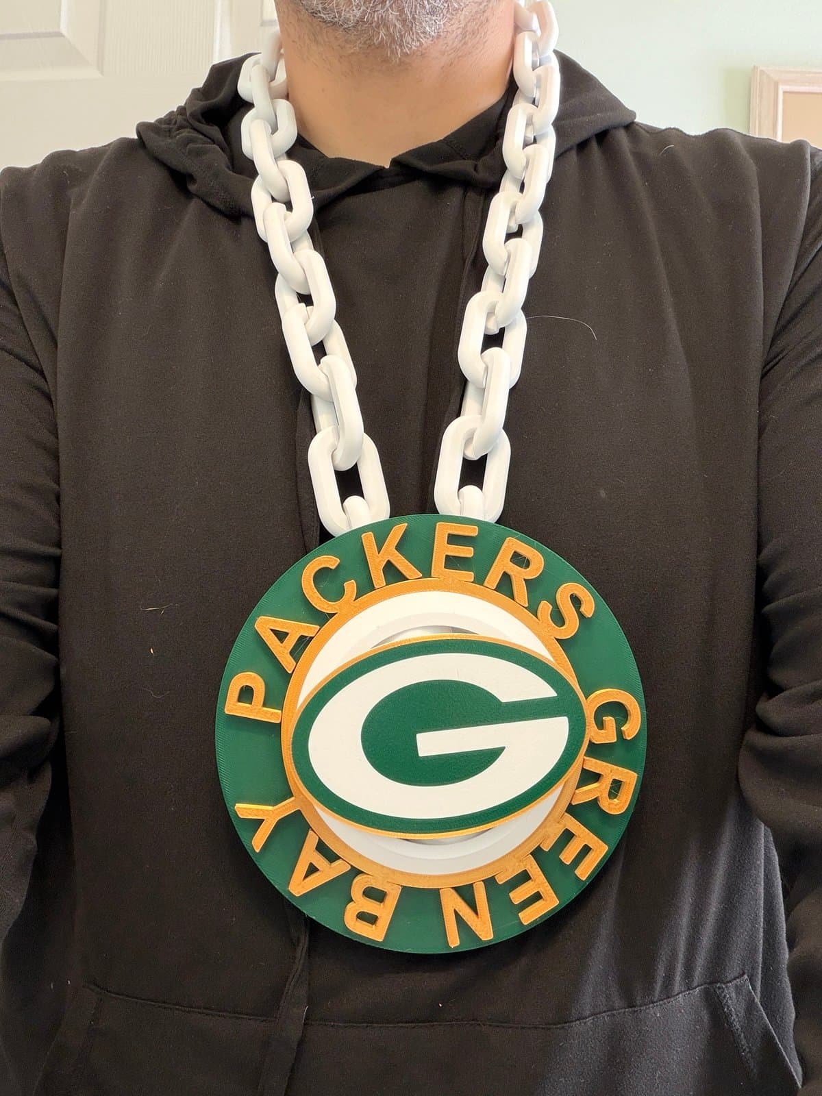 Green Bay Packers spinning hype fan chain necklace - Image 1