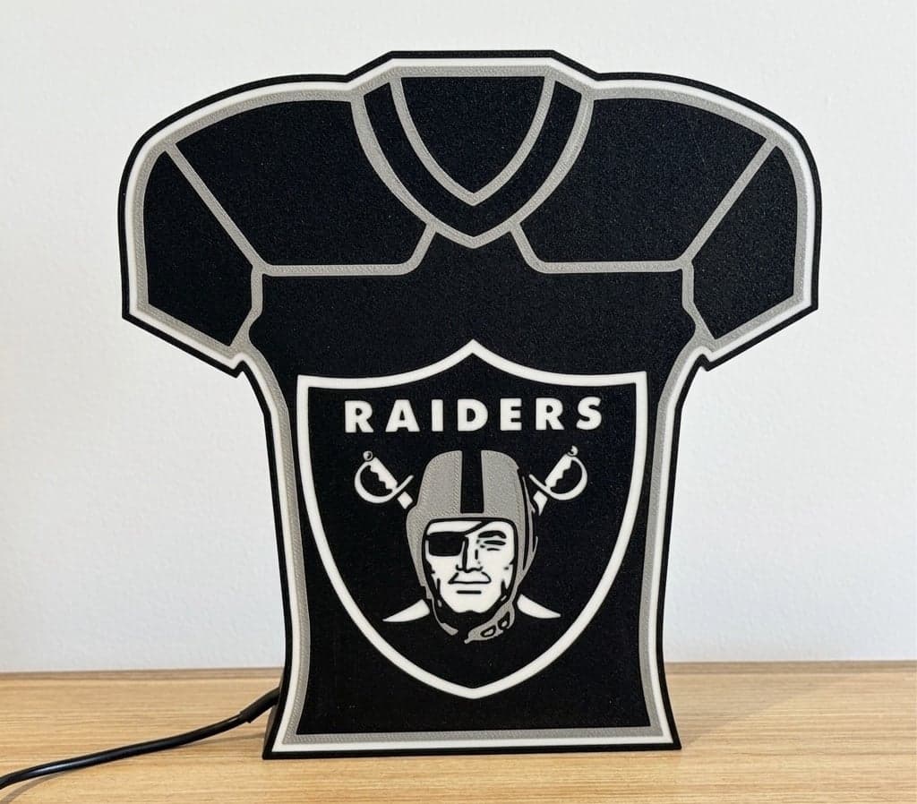 Las Vegas Raiders Jersey style LED light box! Great on a desk or shelf! - Image 1