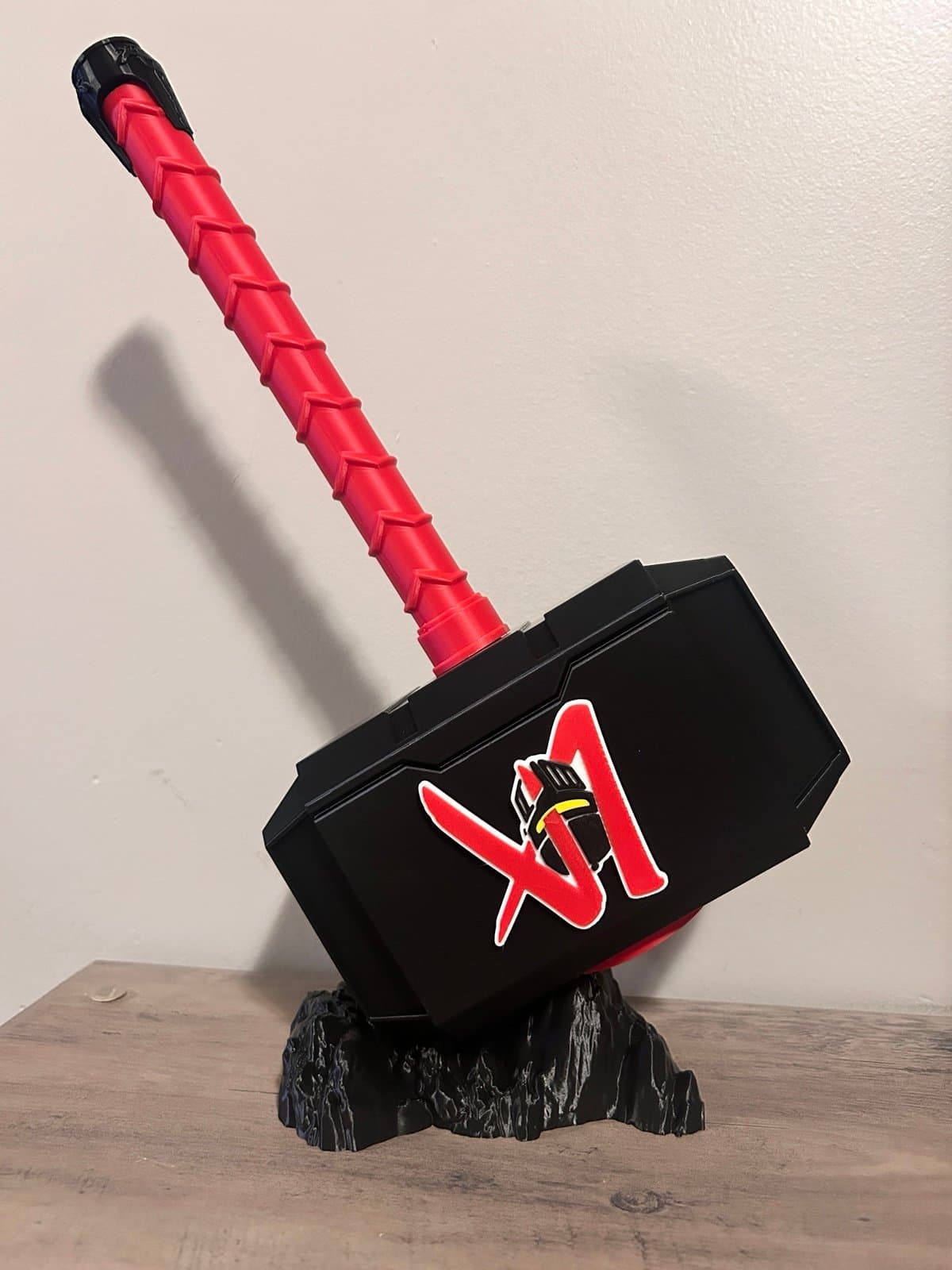 LA Knight Thor inspired hammer and rock stand. Unique fan item! - Thumbnail 2