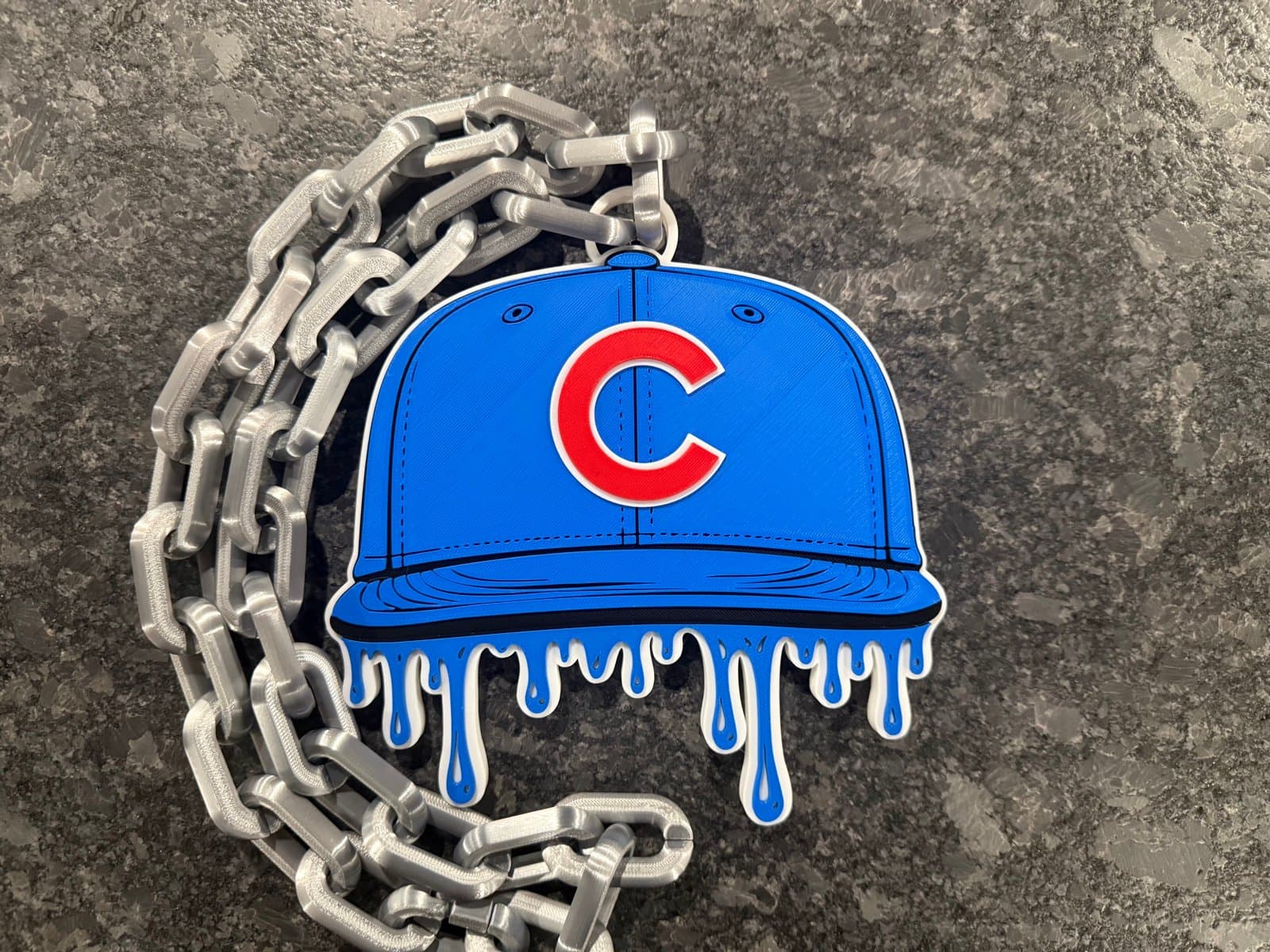 Chicago Cubs drip style baseball cap chain necklace - Image 1