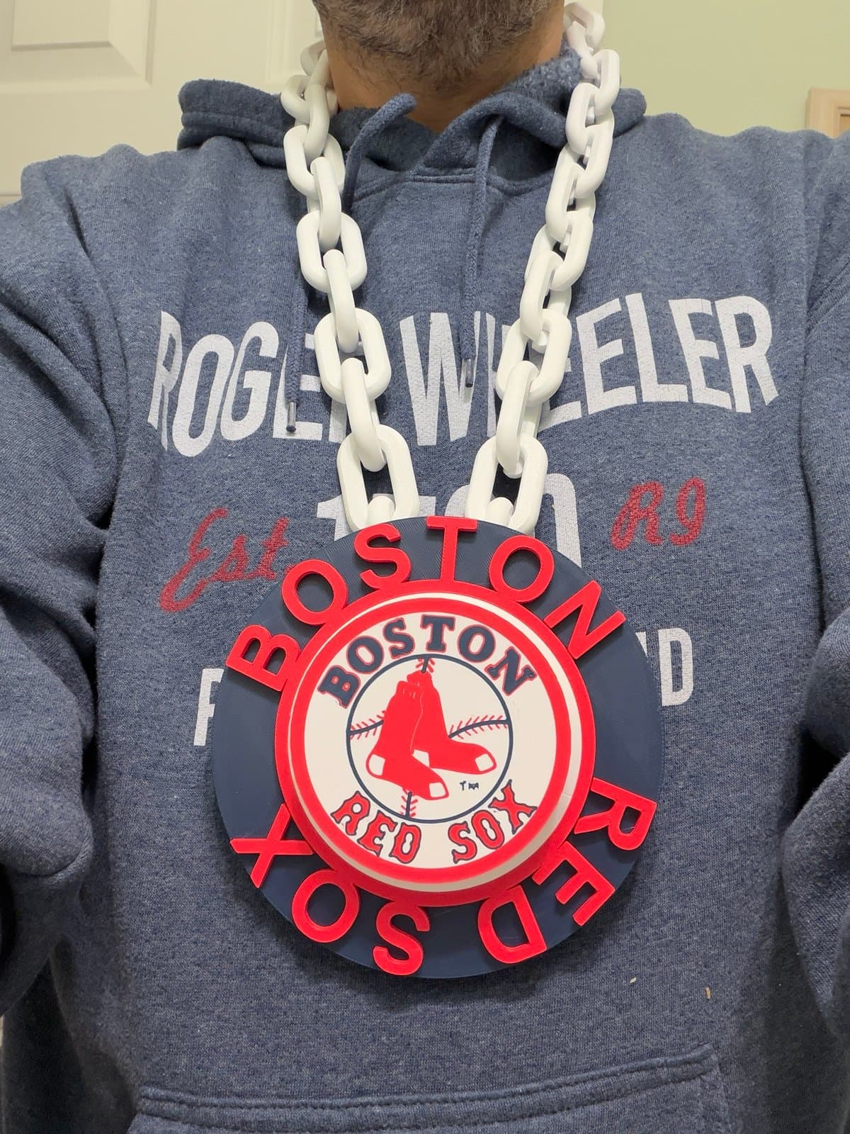 Boston Red Sox spinning hype fan chain necklace - Image 1