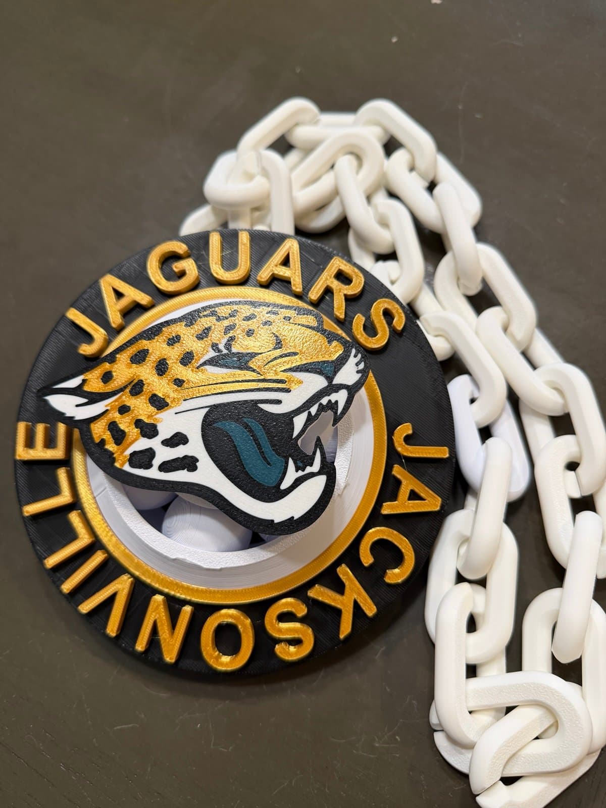 Jacksonville Jaguars spinning hype fan chain necklace! Unique fan item! - Image 1