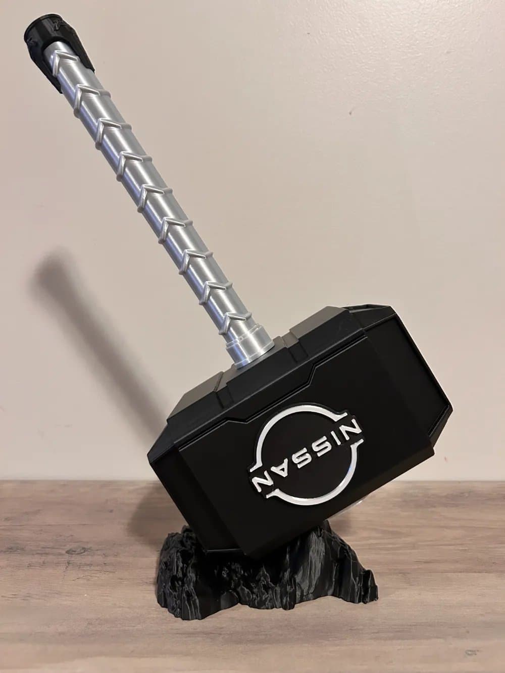 Nissan themed Mjolnir Thor's Hammer and rock stand - 3D Printed Fan Art - Thumbnail 2