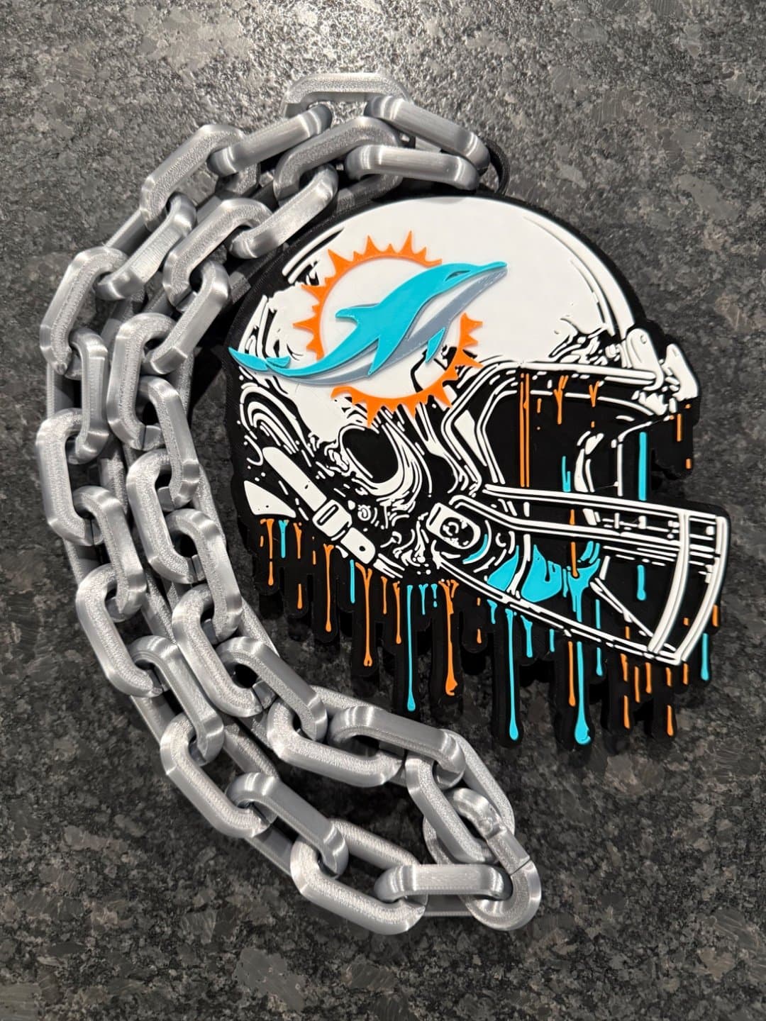 Miami Dolphins Drip Style hype fan chain necklace! - Image 1
